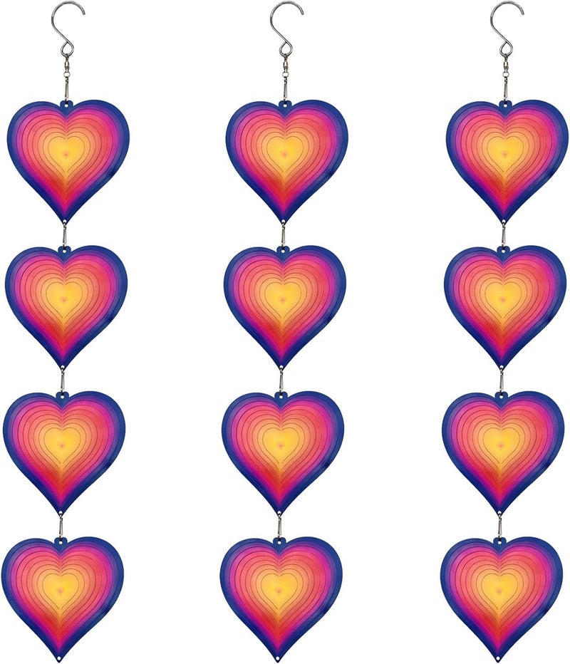 DJUAN Heart Wind Spinners Outdoor Garden Decor - Birthday Gifts for Mom Grandma Women,Metal Hanging Ornaments for Yard Lawn Window Ceiling Home Christmas Day Party Wedding Decoration - Image 2